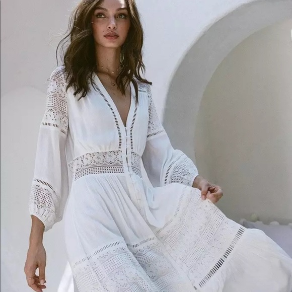 Cotton lace Boho Beach Cover up/kaftan/dress - Picture 9 of 9